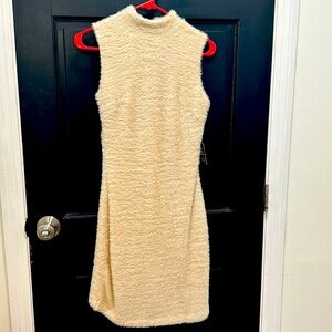 Express Size S dress - cream fir, high neck, open back